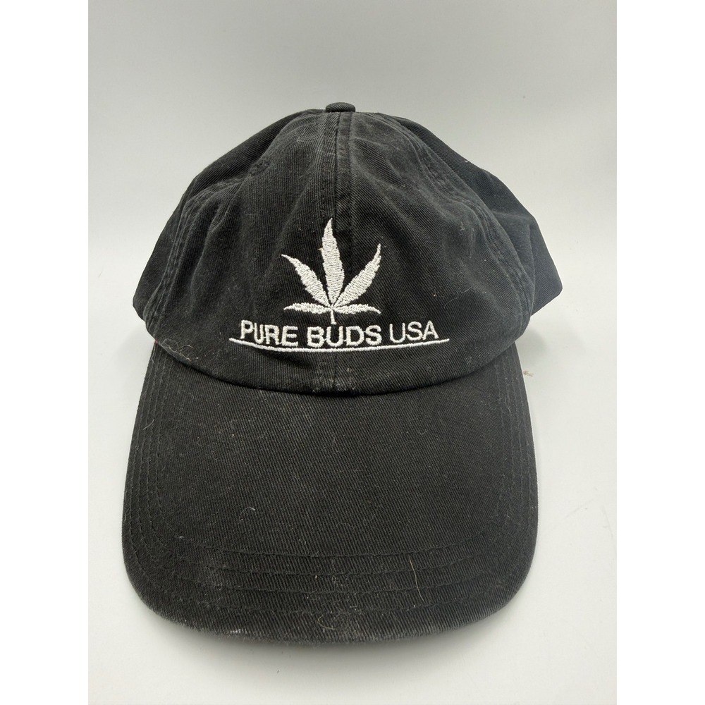 Alternative Apparel Pure Buds USA Black‎ Cotton Dad Hat Cannabis Leaf Strapback